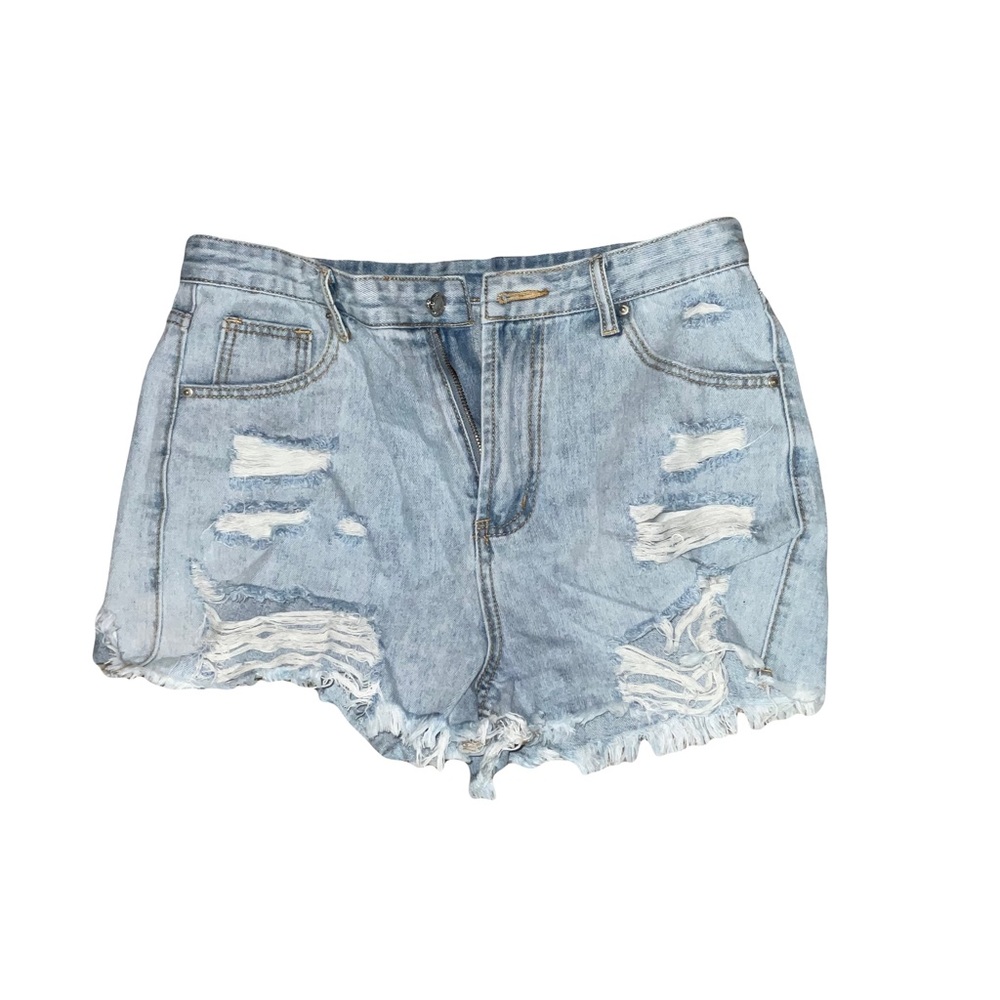 SHEIN Large Light Wash Distressed Denim Shorts